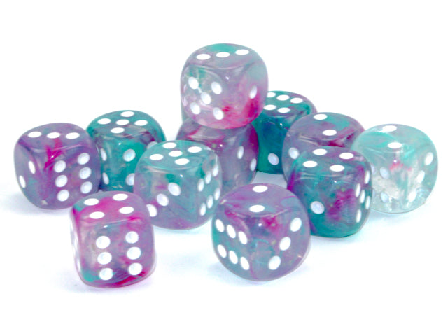 Nebula Wisteria/white Luminary 16mm d6 Dice Block (12 dice)