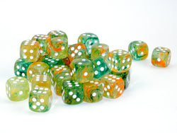 Nebula Spring/white Luminary 12mm d6 Dice Block (36 dice)