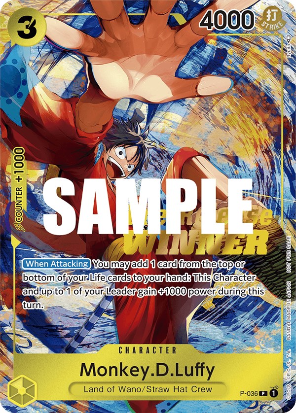 Monkey.D.Luffy (P-036) (Pre-Release Tournament) [Winner] [One Piece Promotion Cards]