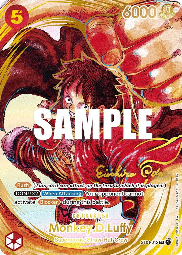 Monkey.D.Luffy (ST01-012) (Alternate Art) (Gold-Stamped Signature) [Starter Deck: Straw Hat Crew]