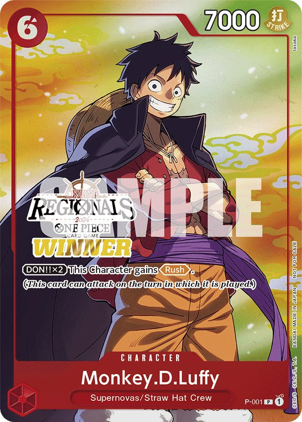 Monkey.D.Luffy (P-001) (Online Regional 2024 Vol. 2) [Winner] [One Piece Promotion Cards]